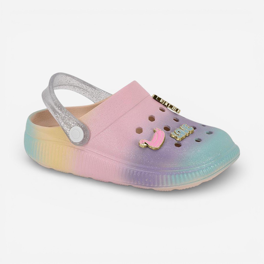 Babuche Molekinha Infantil Com Glitter Colorida