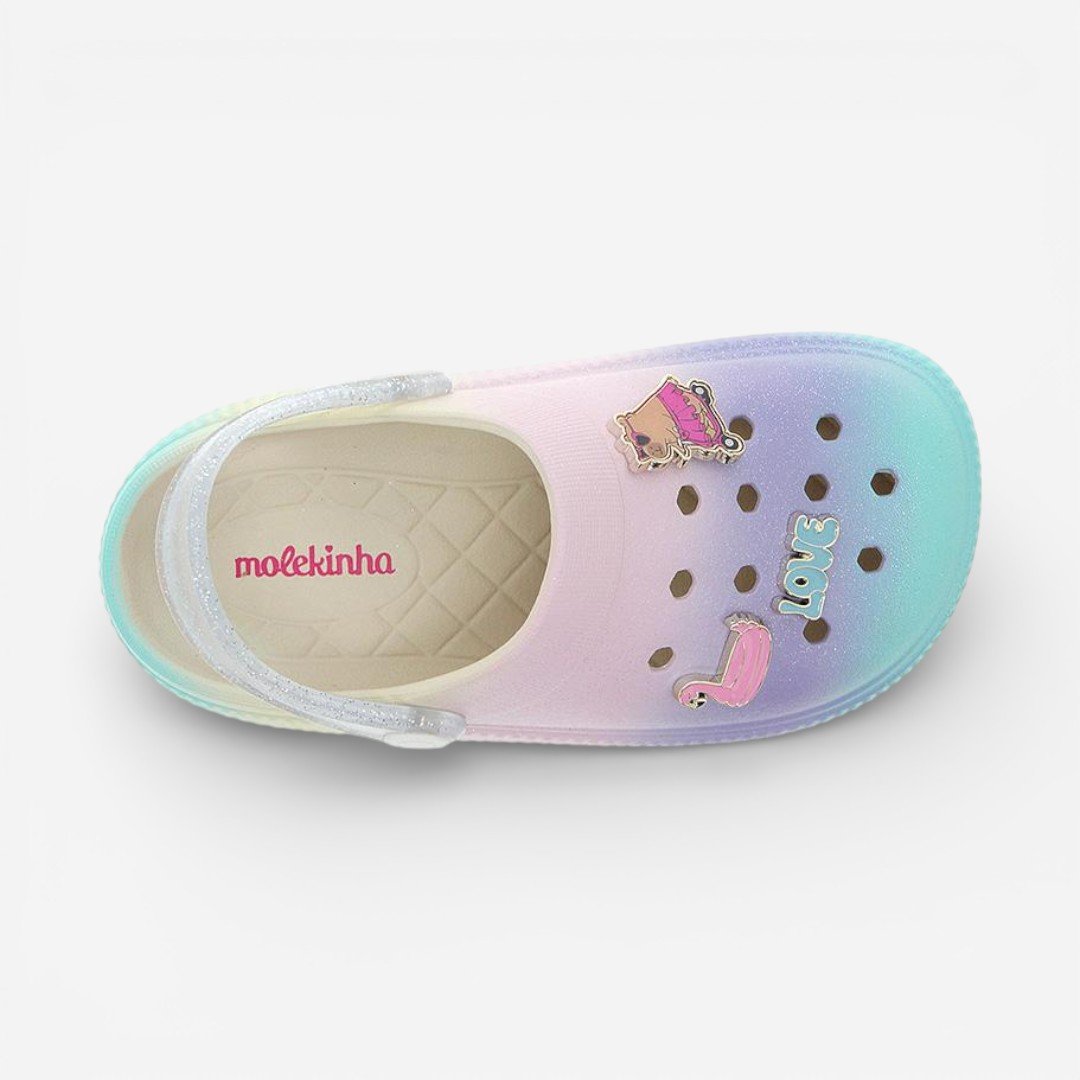 Babuche Molekinha Infantil Com Glitter Colorida Multicores 4