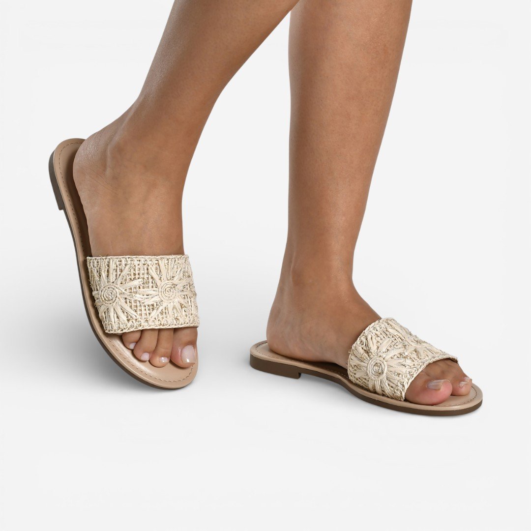 Rasteira Via Marte Rafia Off White Bege 2