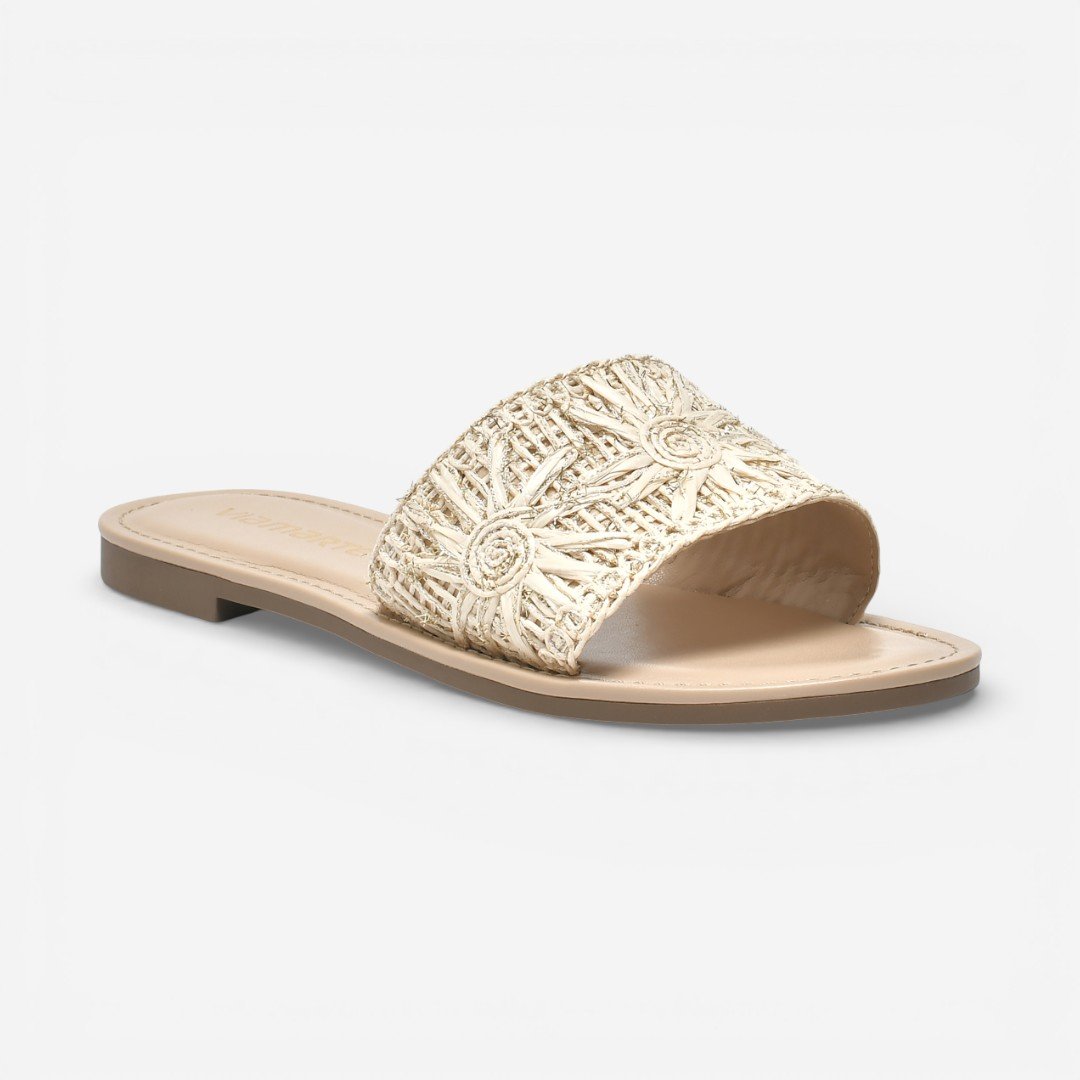 Rasteira Via Marte Rafia Off White Bege 3