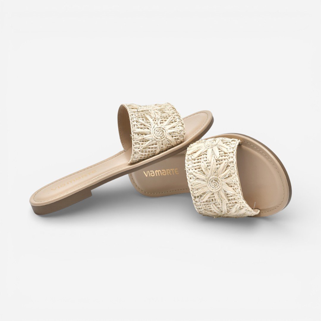 Rasteira Via Marte Rafia Off White Bege 4