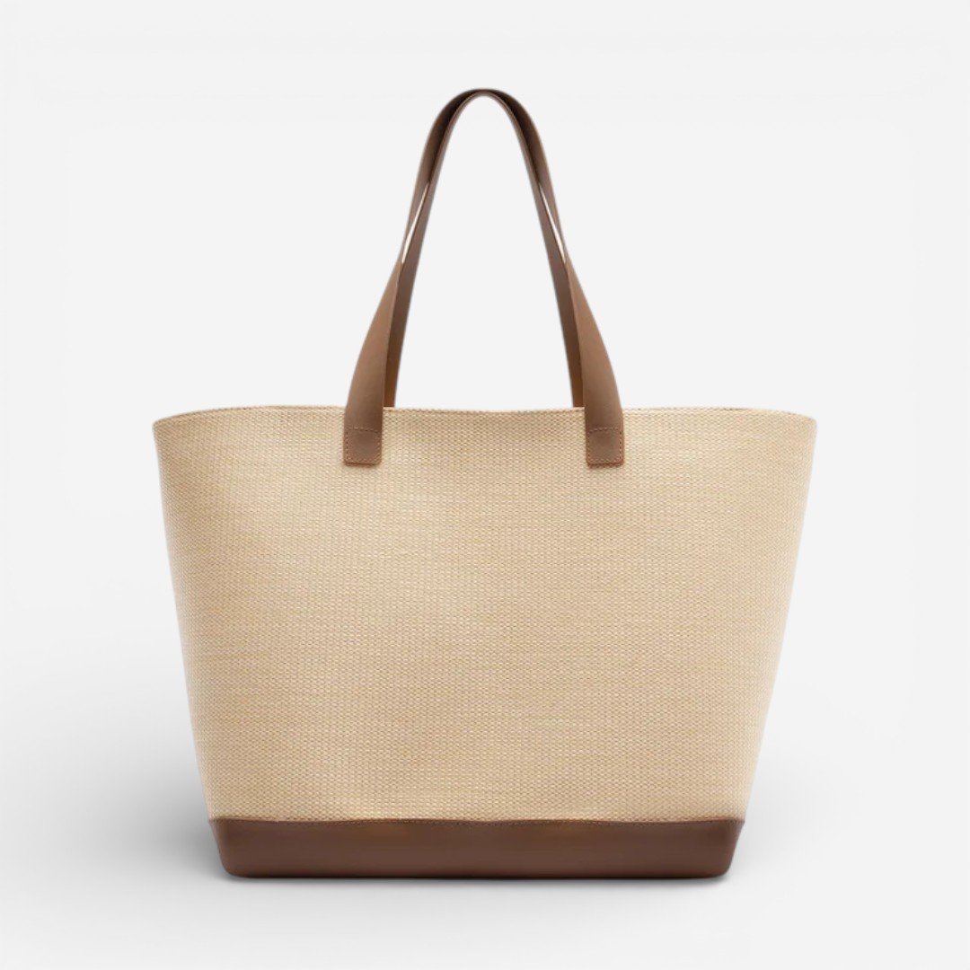 Bolsa Shopping Marrom Tramada Grande Lenço Bege 3