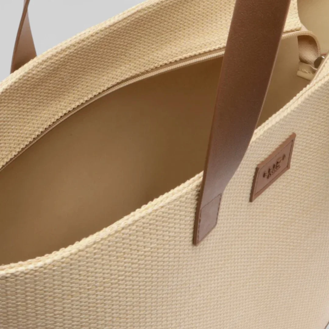 Bolsa Shopping Marrom Tramada Grande Lenço Bege 4