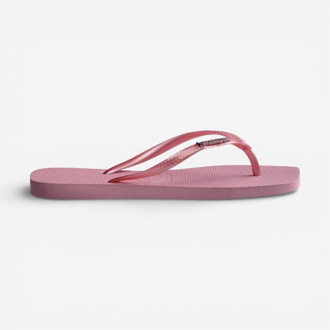 Chinelo Havaianas Slim Square Logo Metallic Rosa Rosa 2
