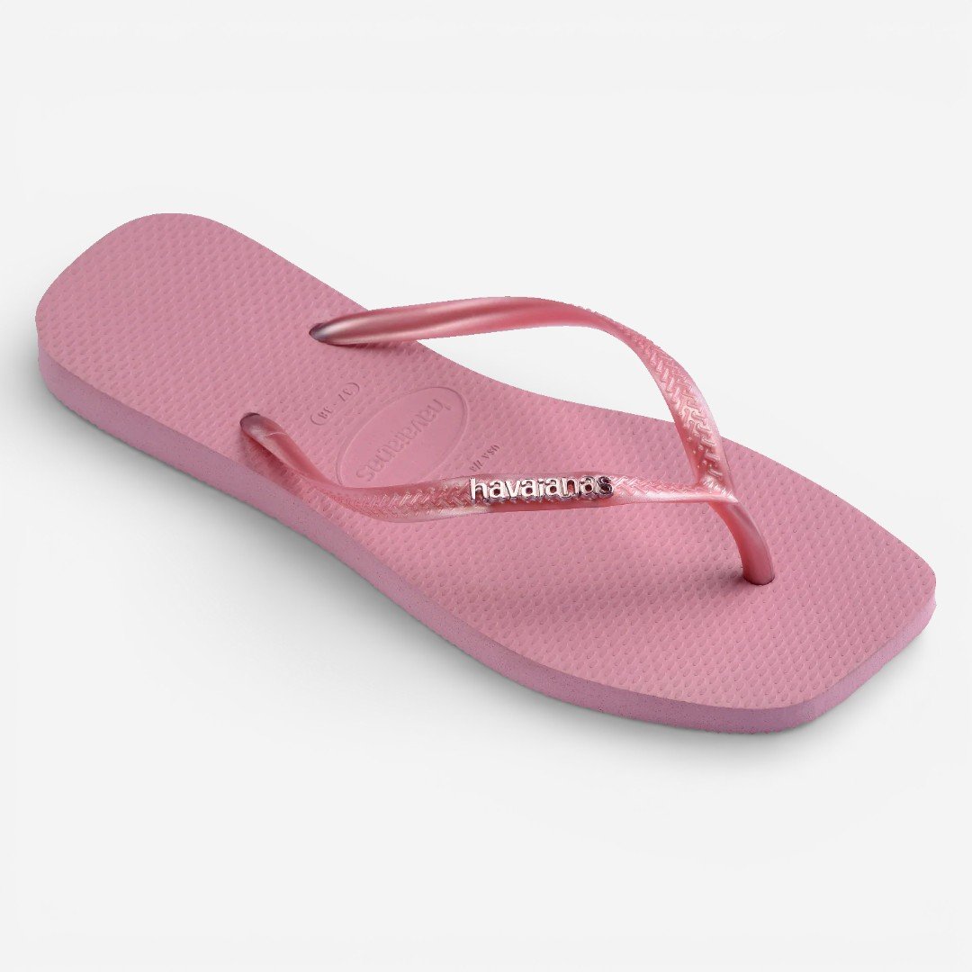 Chinelo Havaianas Slim Square Logo Metallic Rosa Rosa 3