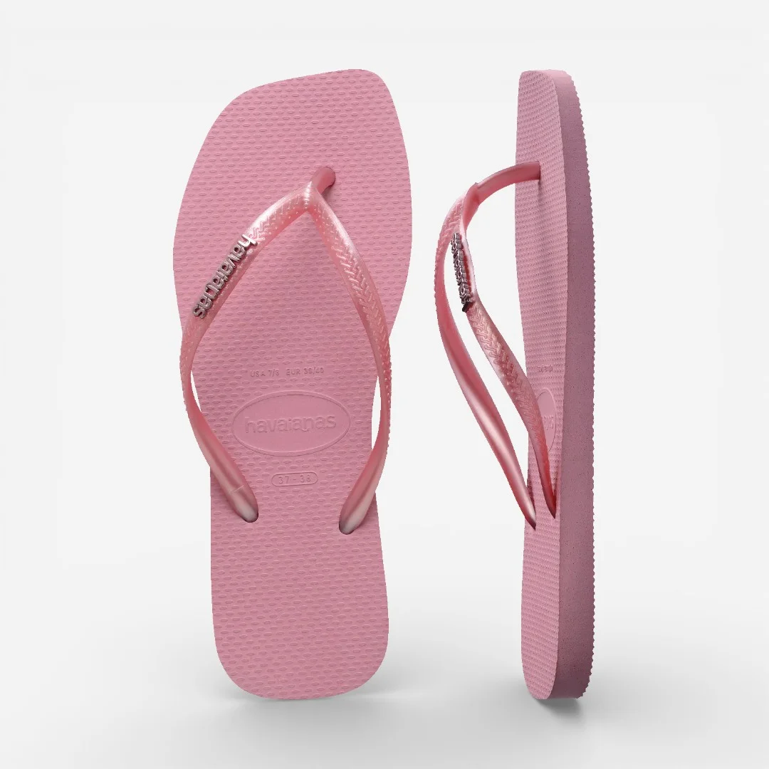 Chinelo Havaianas Slim Square Logo Metallic Rosa Rosa 5