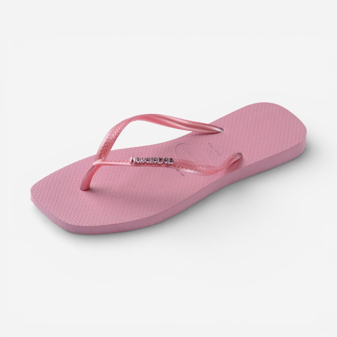 Chinelo Havaianas Slim Square Logo Metallic Rosa Rosa 6