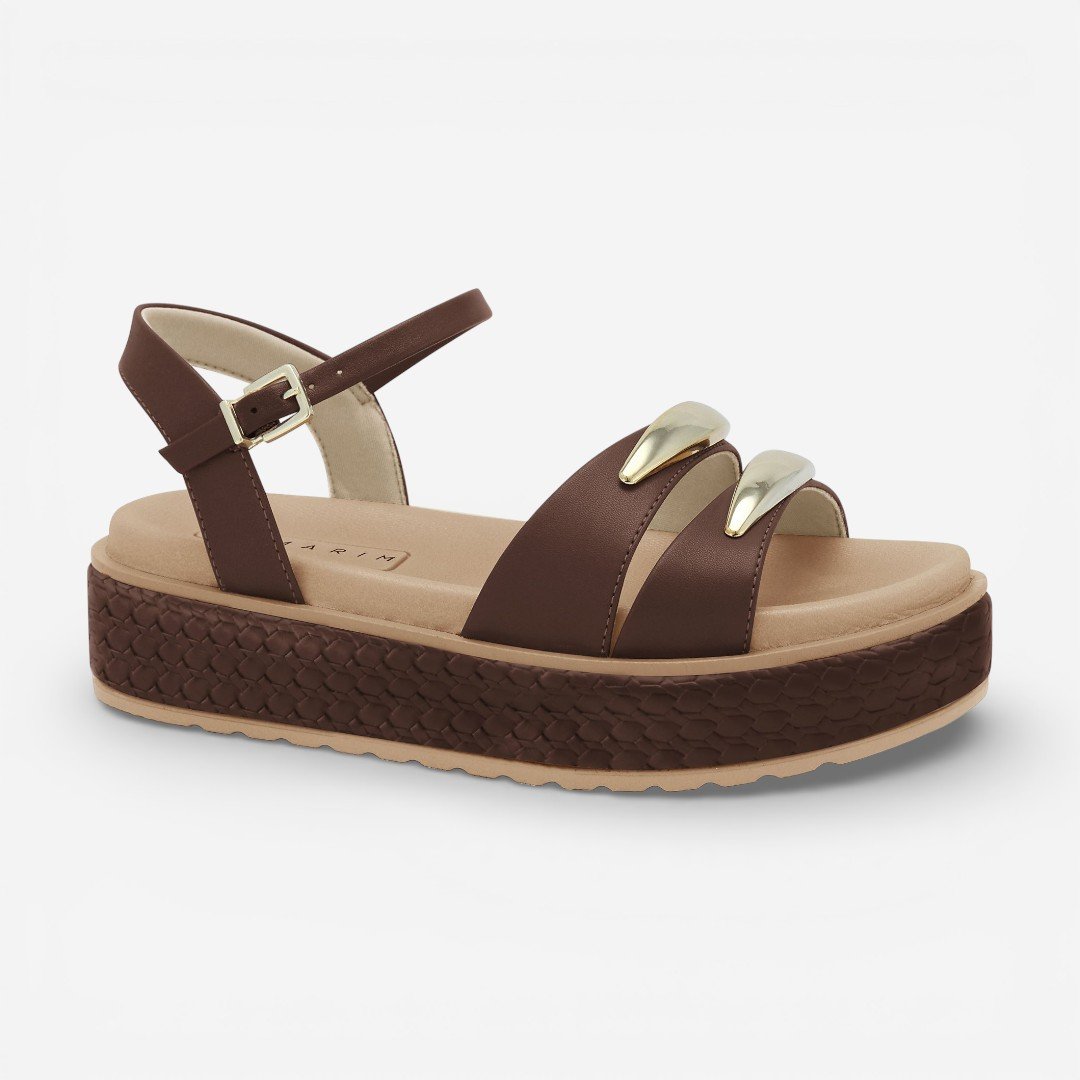 Sandália Papete Ramarim Flatform Marrom Marrom 2