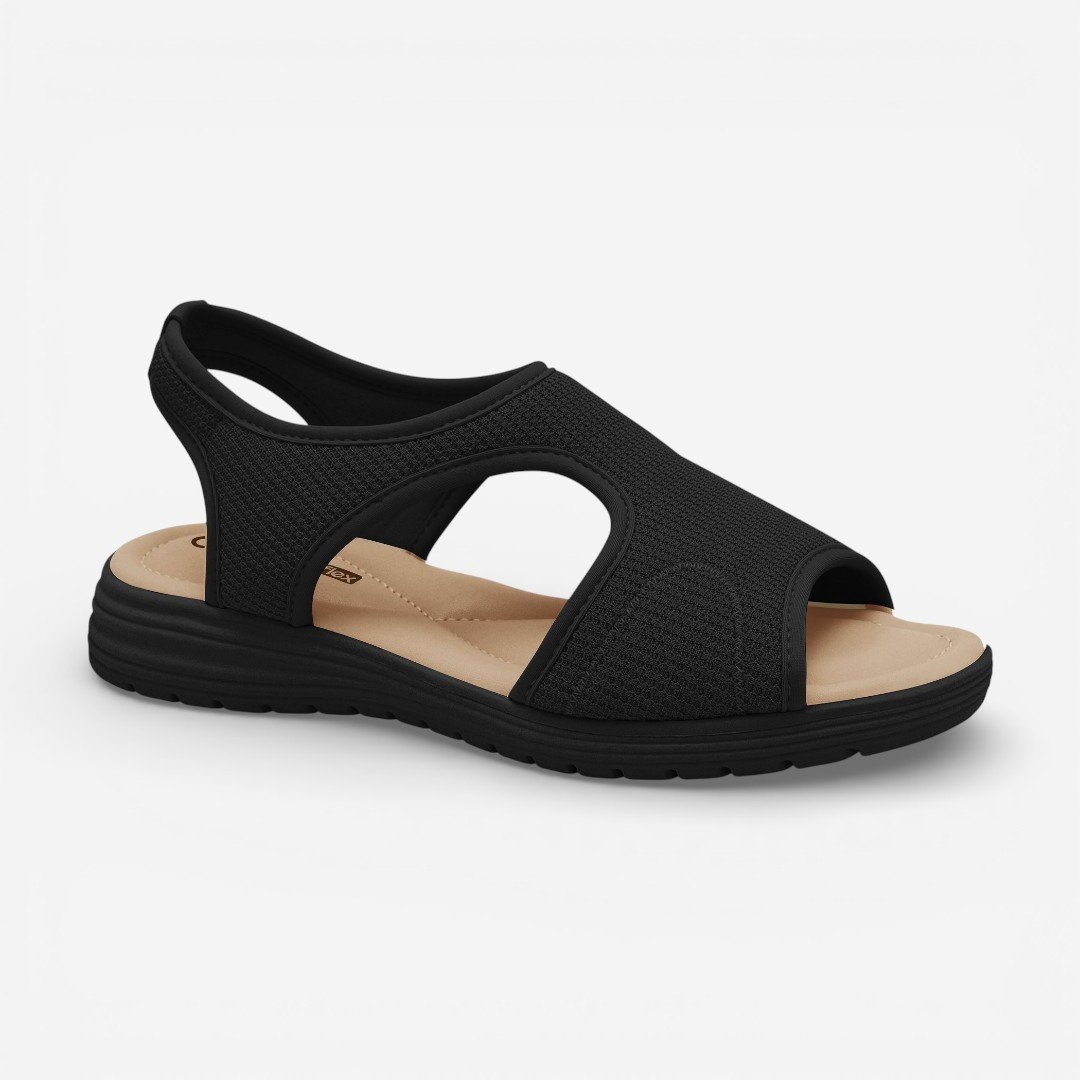 Sandália Rasteira Comfortflex Tecido Preto Preto 2