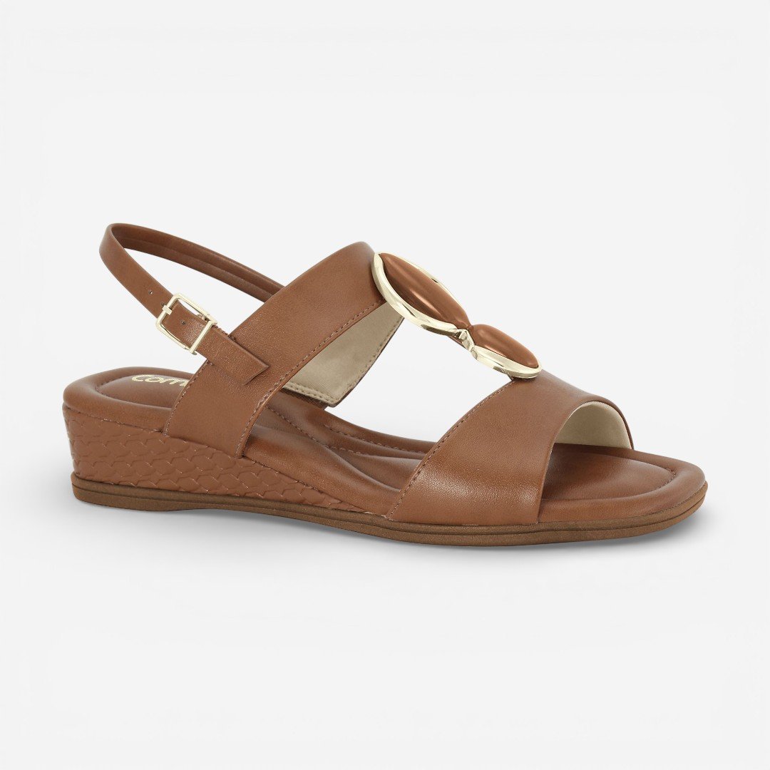 Sandália Anabela Baixa Comfortflex Marrom Marrom 2