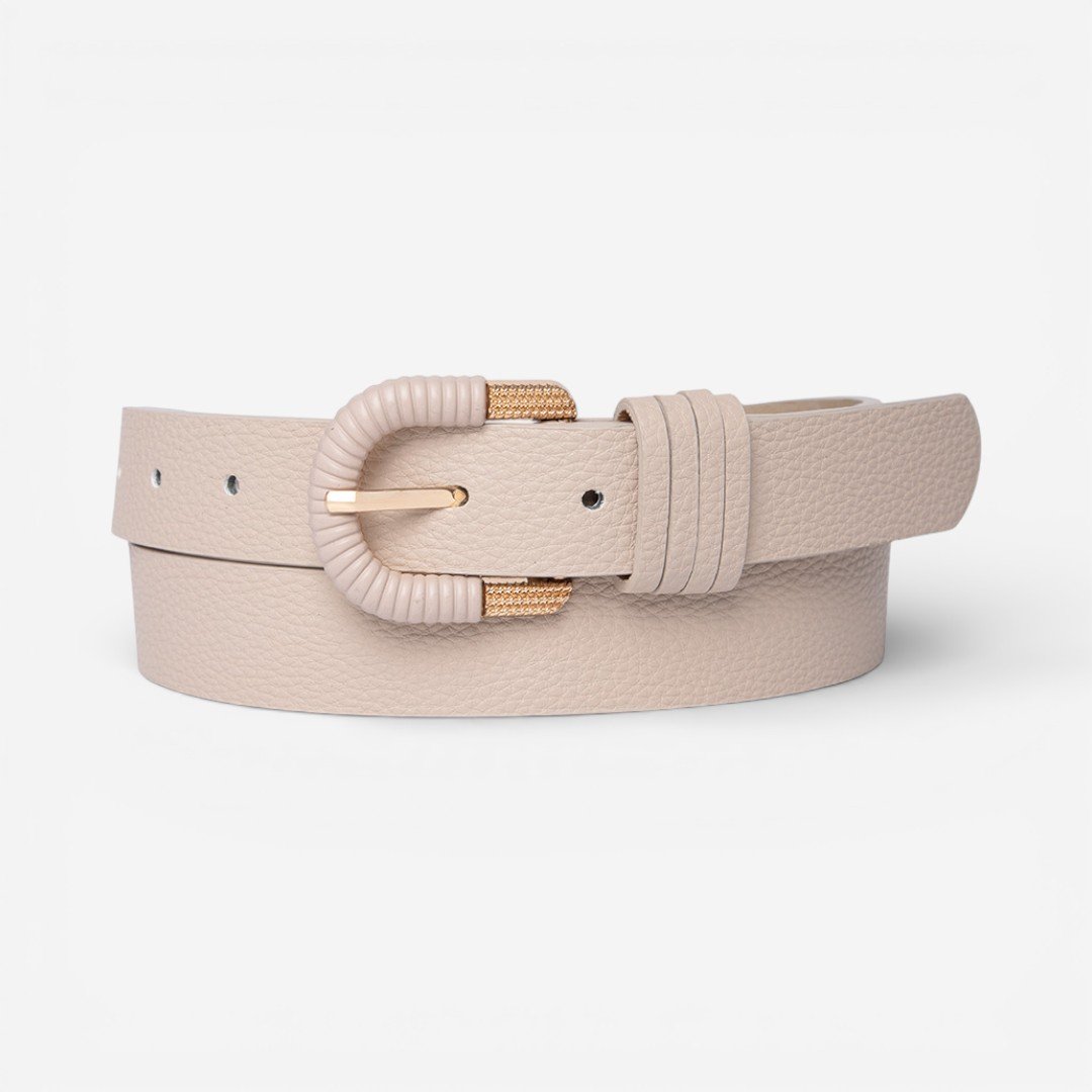 Cinto Feminino Fivela Detalhada Off White Bege 2
