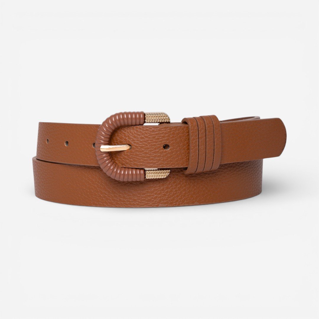 Cinto Feminino Fivela Detalhada Caramelo