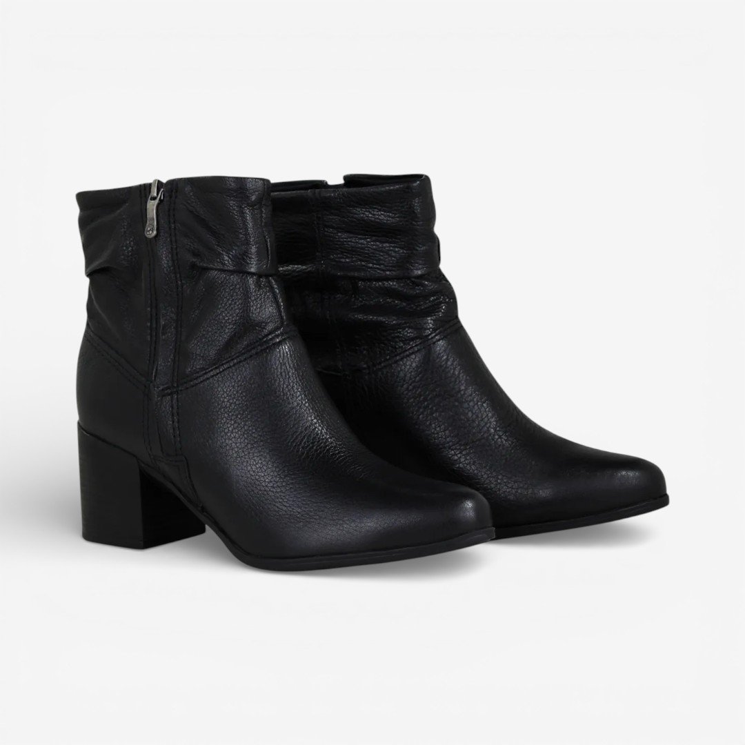 Bota Bottero Cano Curto Em Couro Preto Preto 4