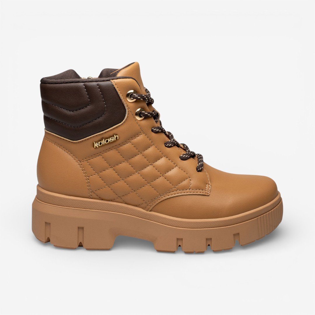 Bota Coturno Tratorado Kolosh Caramelo Marrom 2
