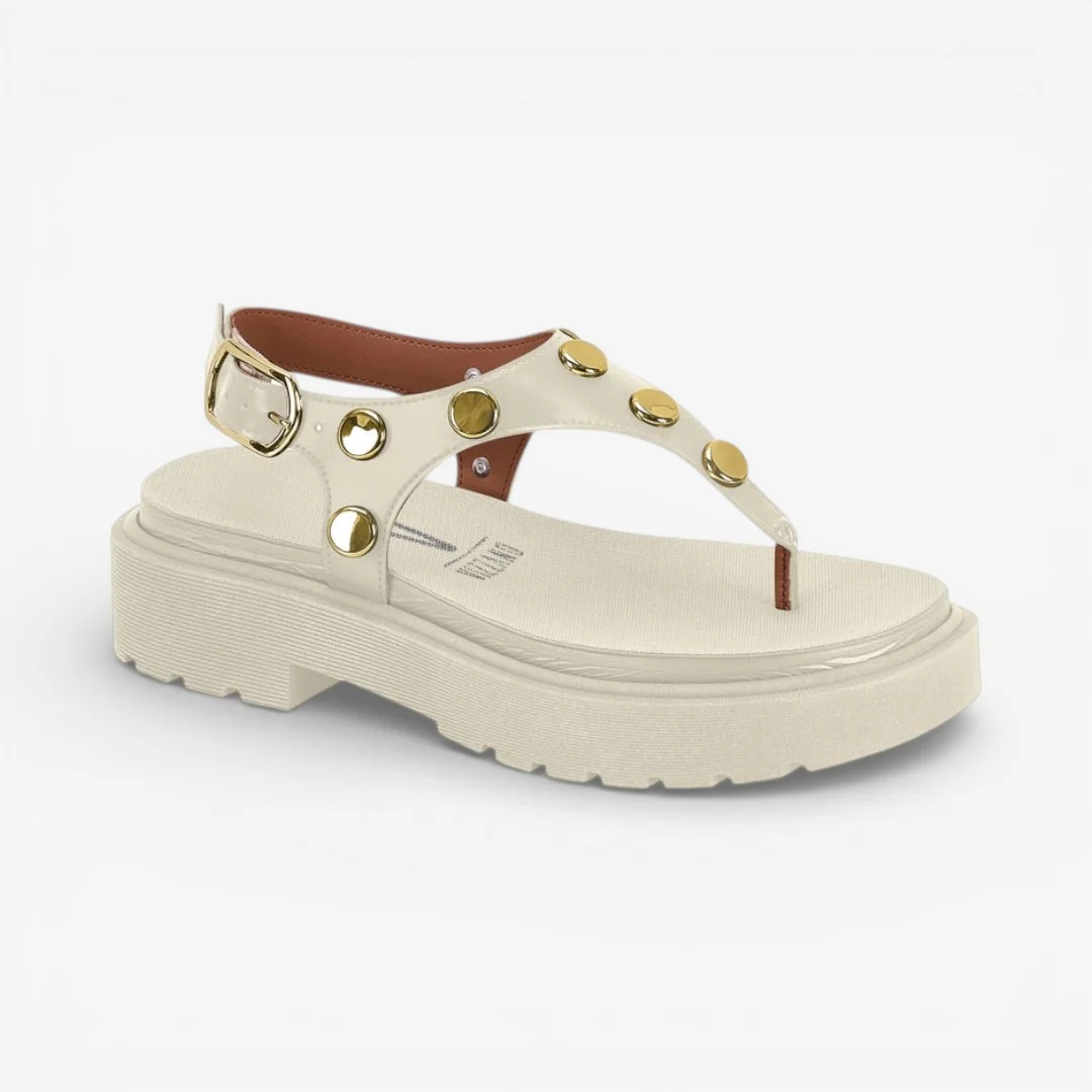 Sandália Papete Vizzano Com Rebites Off White