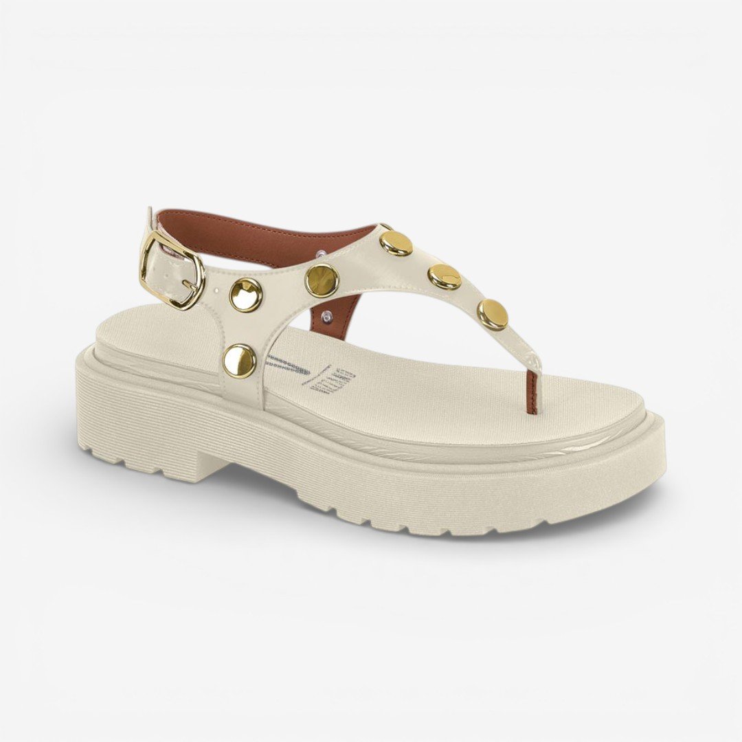 Sandália Papete Vizzano Com Rebites Off White Branco 2