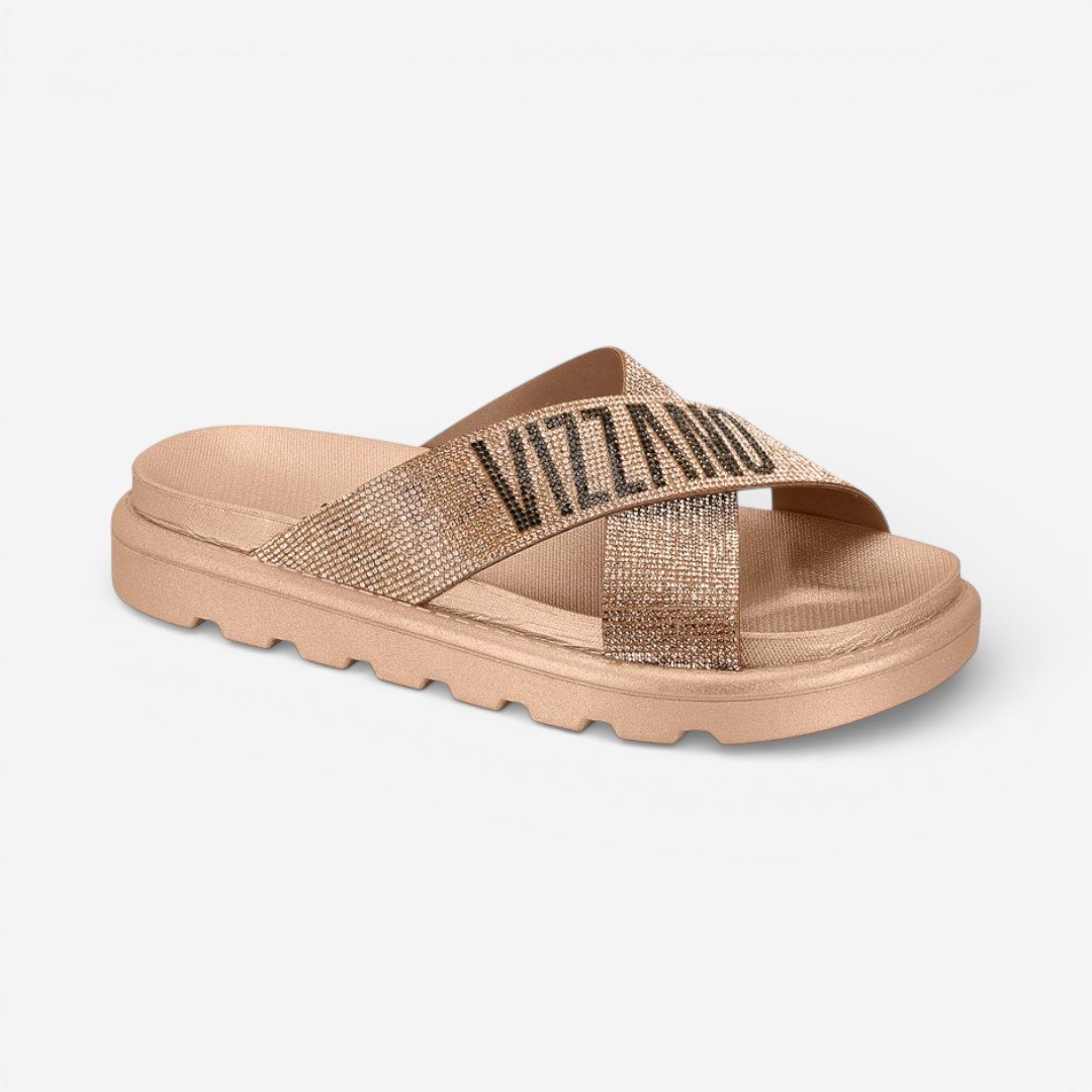 Tamanco Vizzano Slide Metalizado com Brilho Rosê Rosé 2