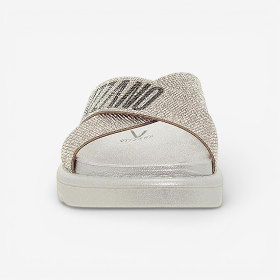 Tamanco Vizzano Slide Metalizado com Brilho Prata Prata 3