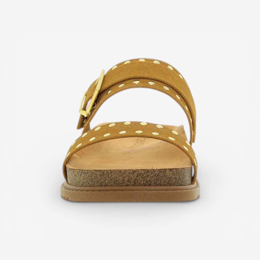 Tamanco Papete Beira Rio Camurça Caramelo Marrom 3