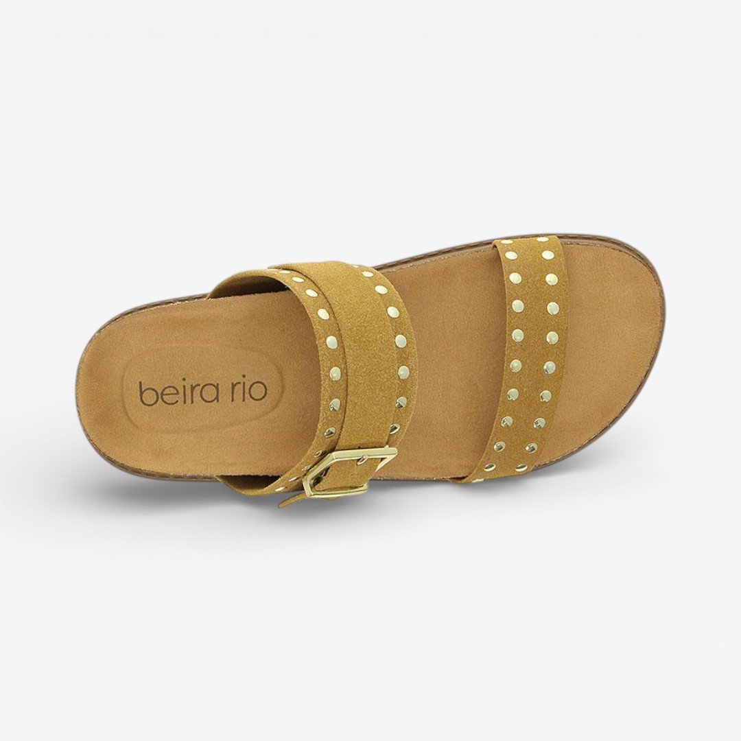 Tamanco Papete Beira Rio Camurça Caramelo Marrom 6