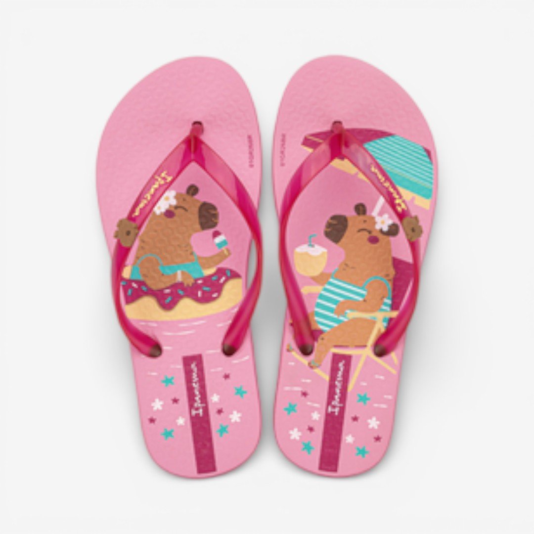 Chinelo Ipanema Hype Infantil Capivaras Rosa