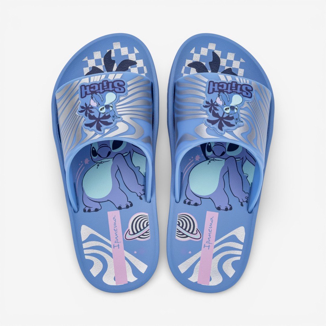Chinelo Slide Infantil Disney Stitch Fun Ipanema Azul