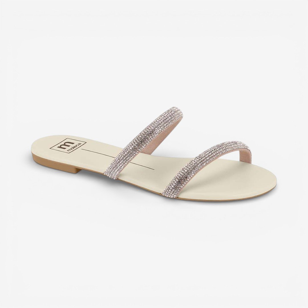 Rasteira Moleca Slide Com Strass Off White