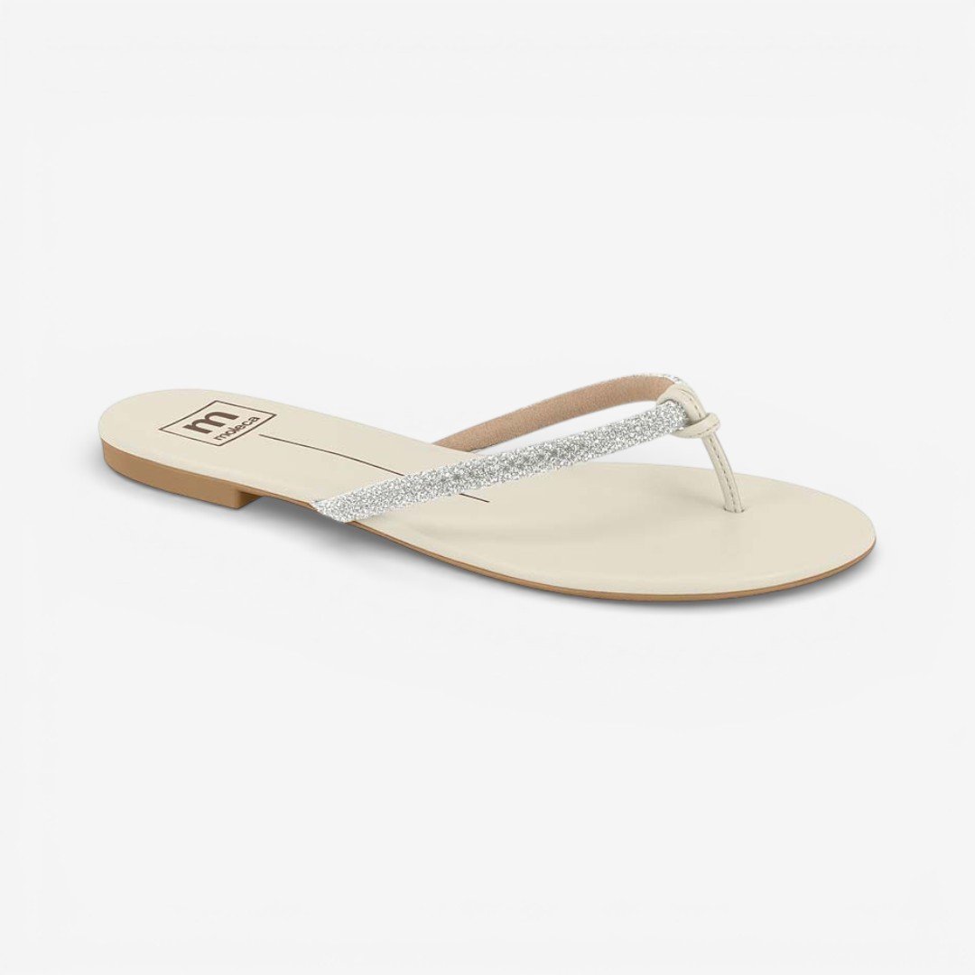 Rasteira Moleca Com Strass Off White Branco 2