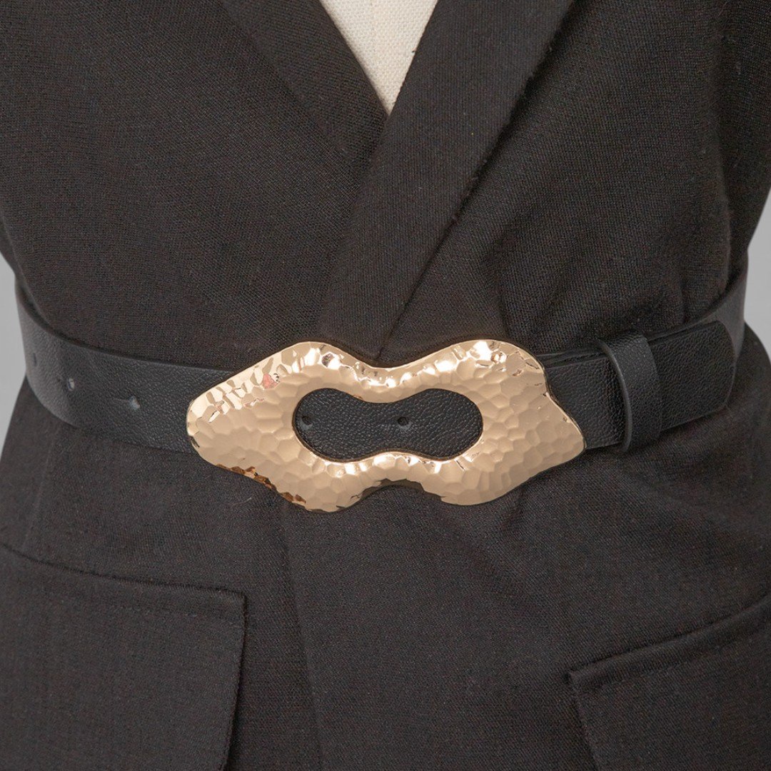 Cinto Feminino Fivela Orgânica Preto Preto 2