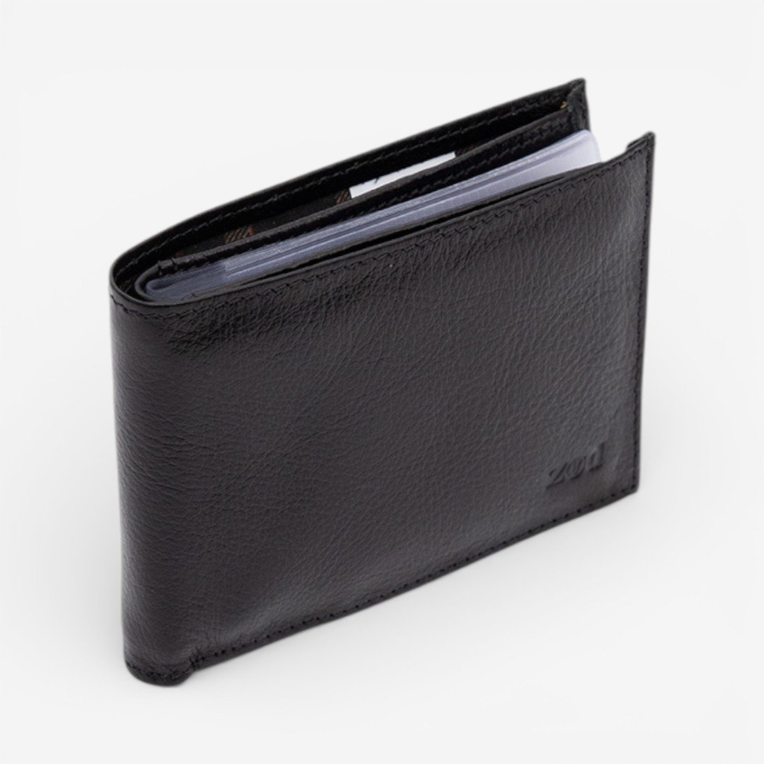Carteira Masculina Em Couro Preto Preto 2