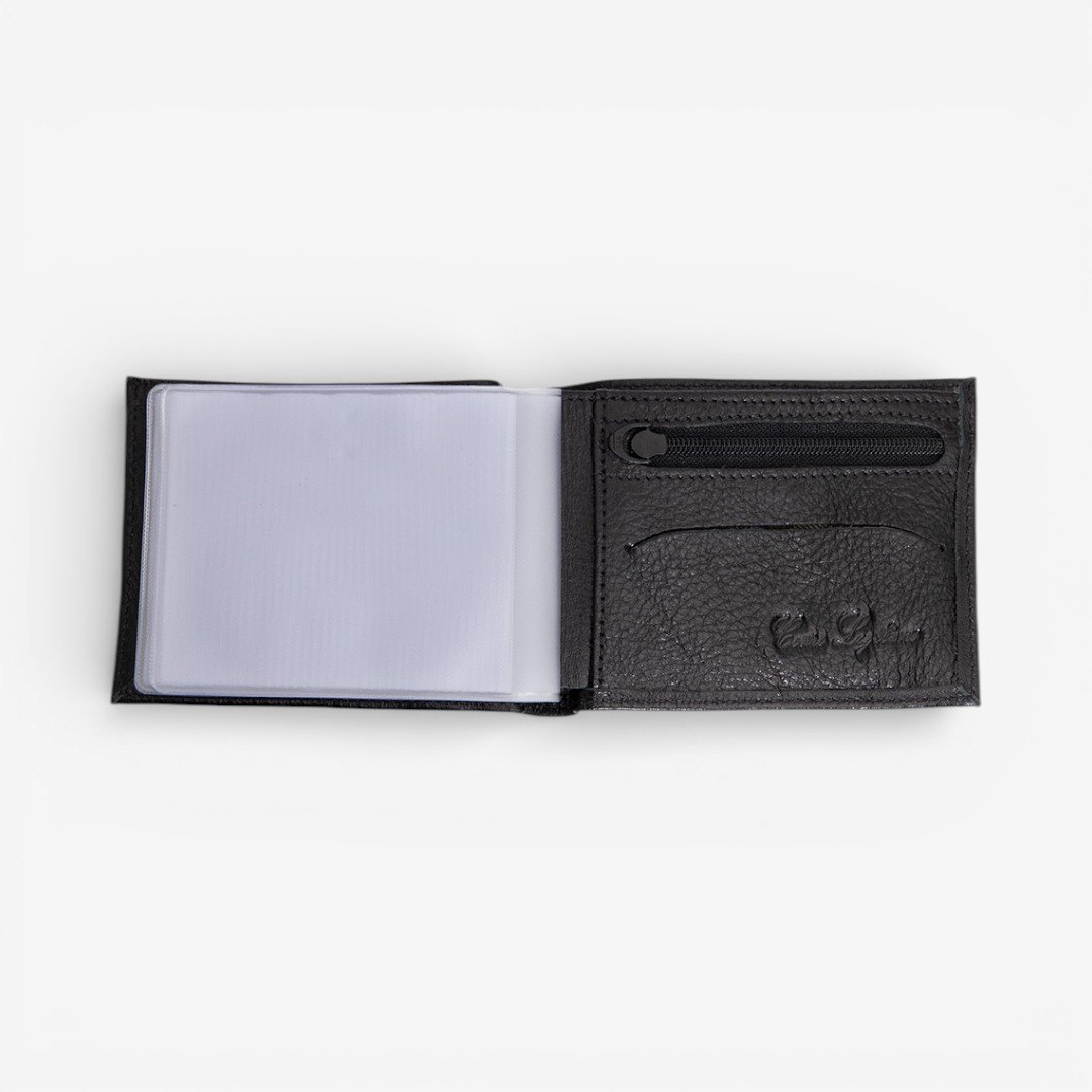 Carteira Masculina Em Couro Preto Preto 4