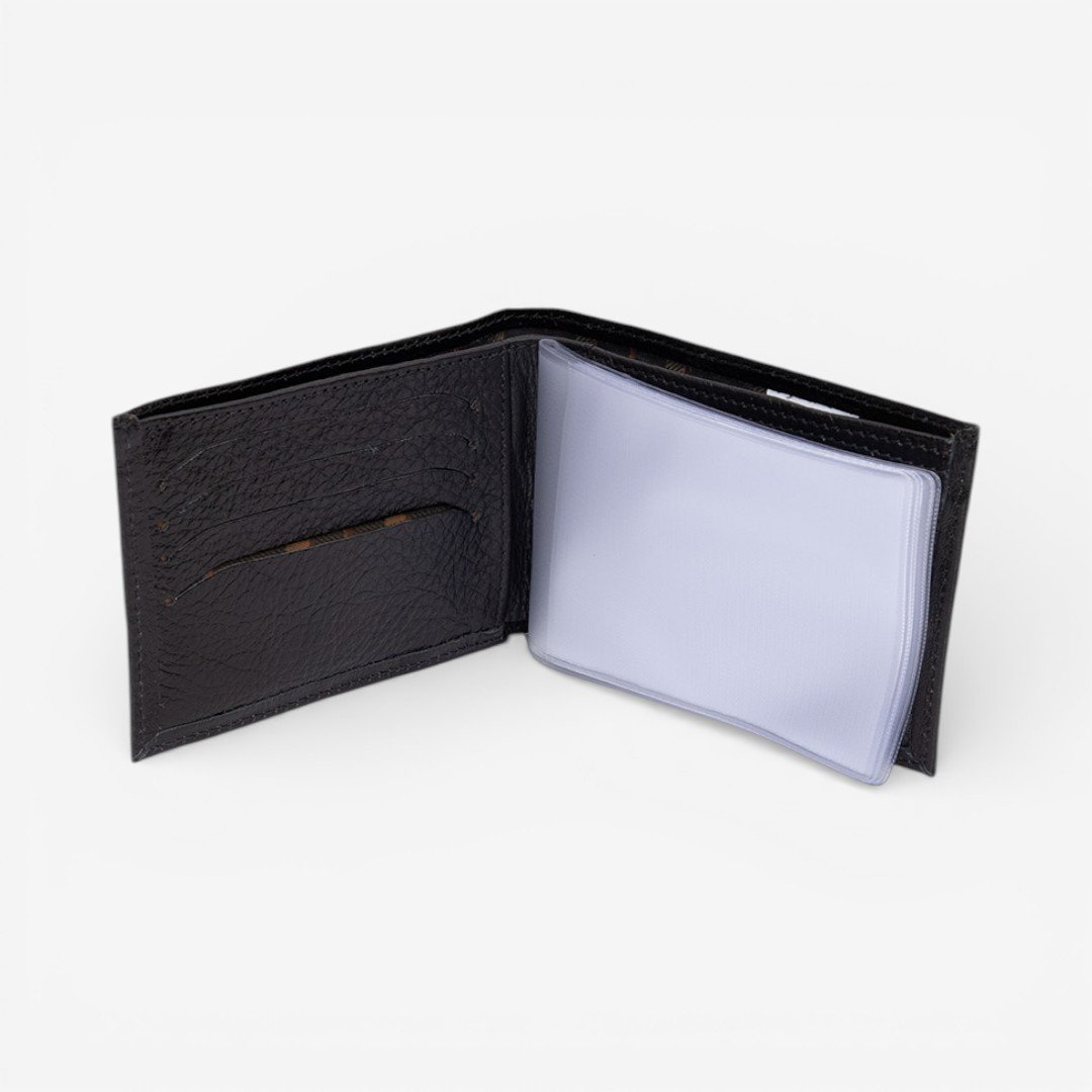 Carteira Masculina Em Couro Preto Preto 5