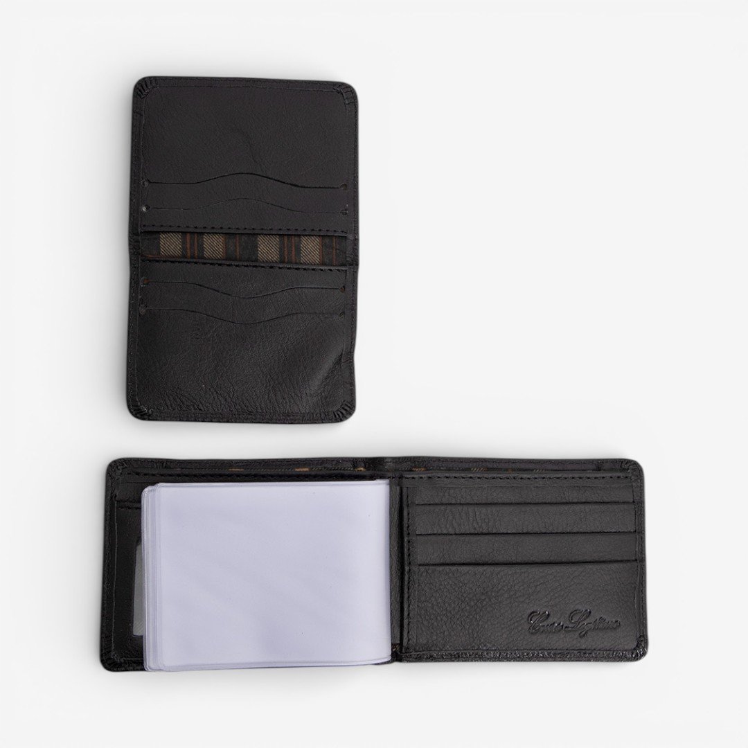 Carteira Masculina Em Couro Preto Preto 4