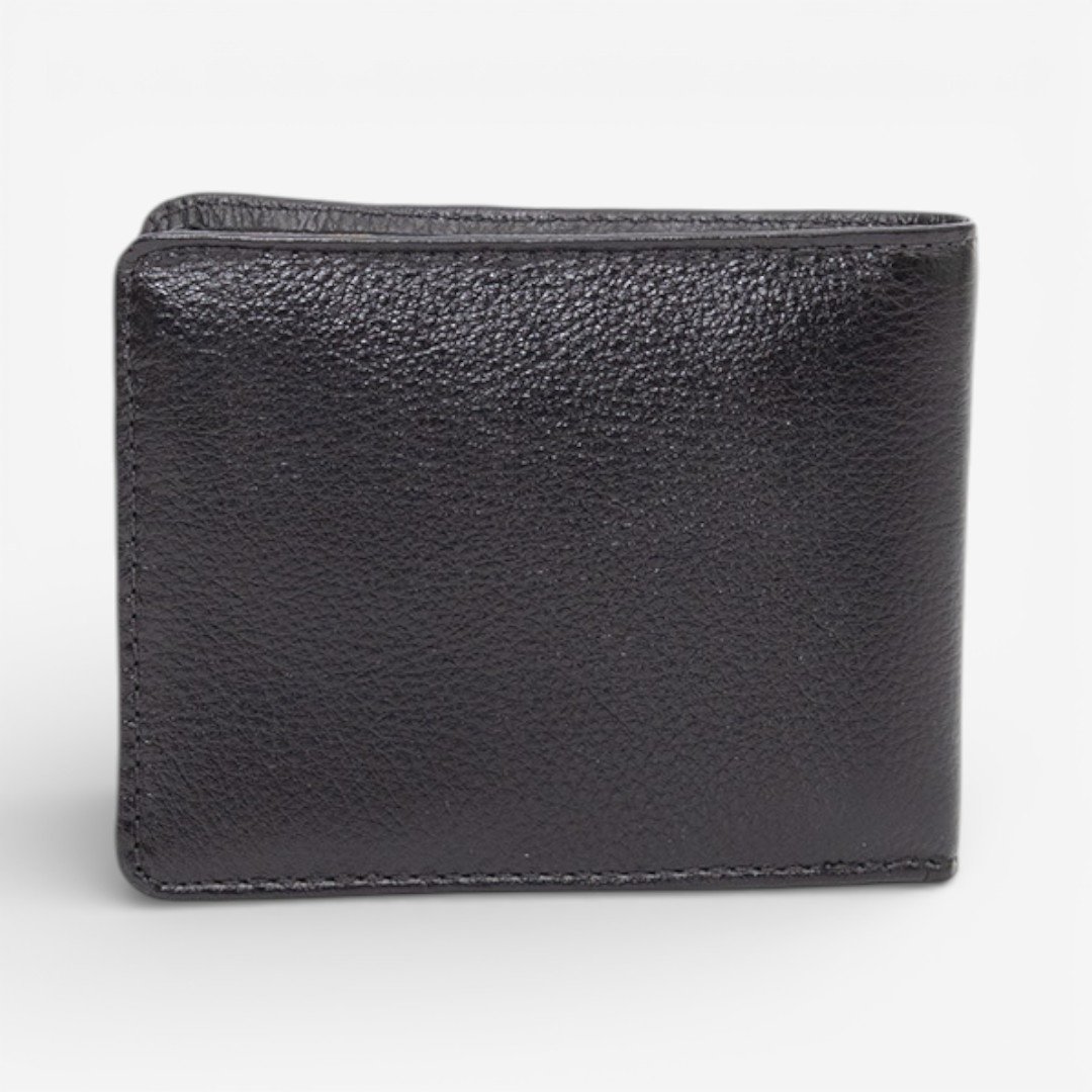 Carteira Masculina Em Couro Preto Preto 5