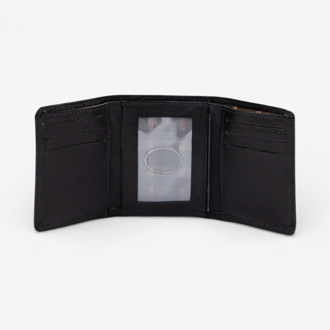 Carteira Masculina Em Couro Preto Preto 2