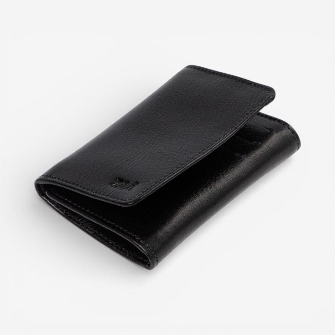 Carteira Masculina Em Couro Preto Preto 3