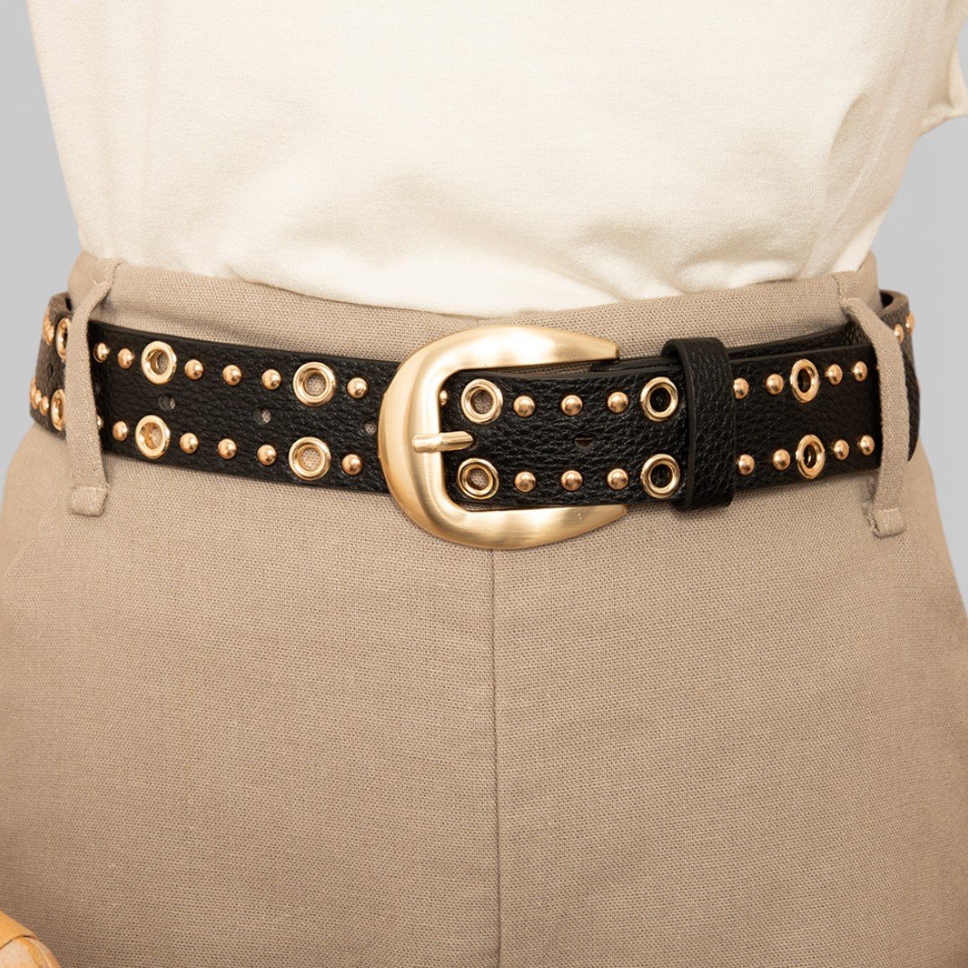 Cinto Feminino De Ilhós Preto Preto 3