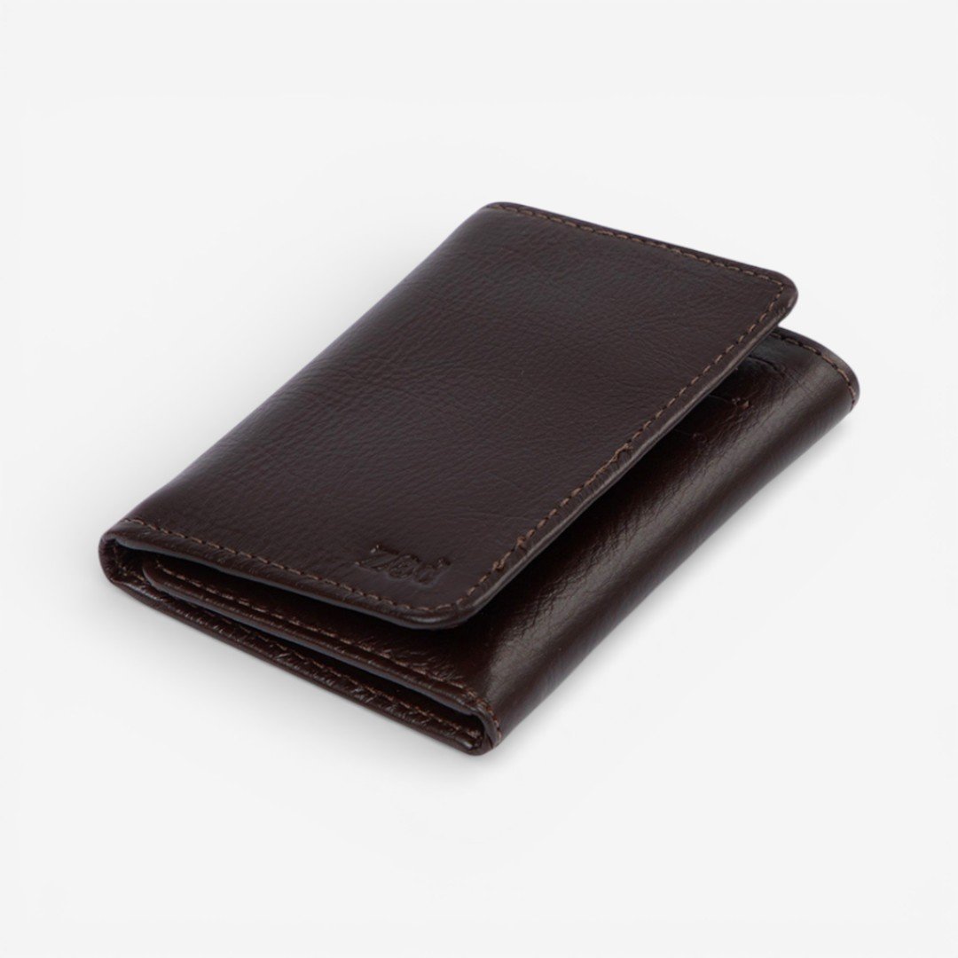 Carteira Masculina Em Couro Café Preto 3