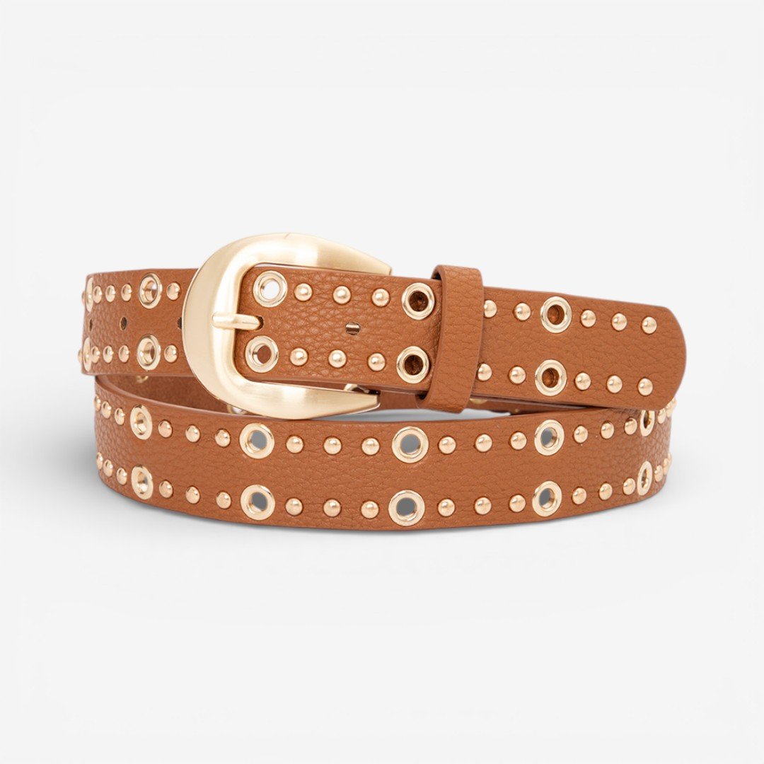 Cinto Feminino De Ilhós Caramelo Marrom 2