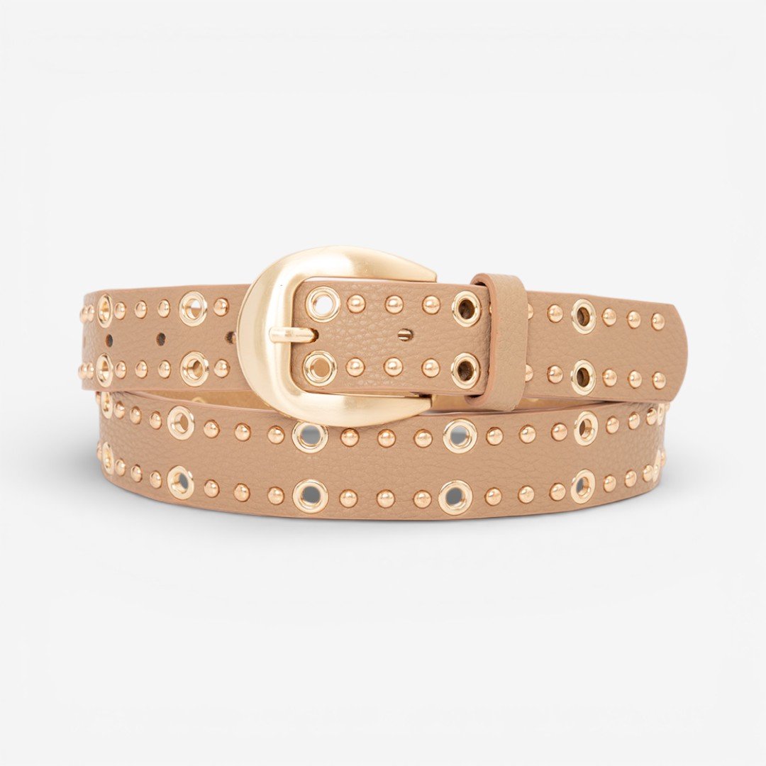 Cinto Feminino De Ilhós Bege