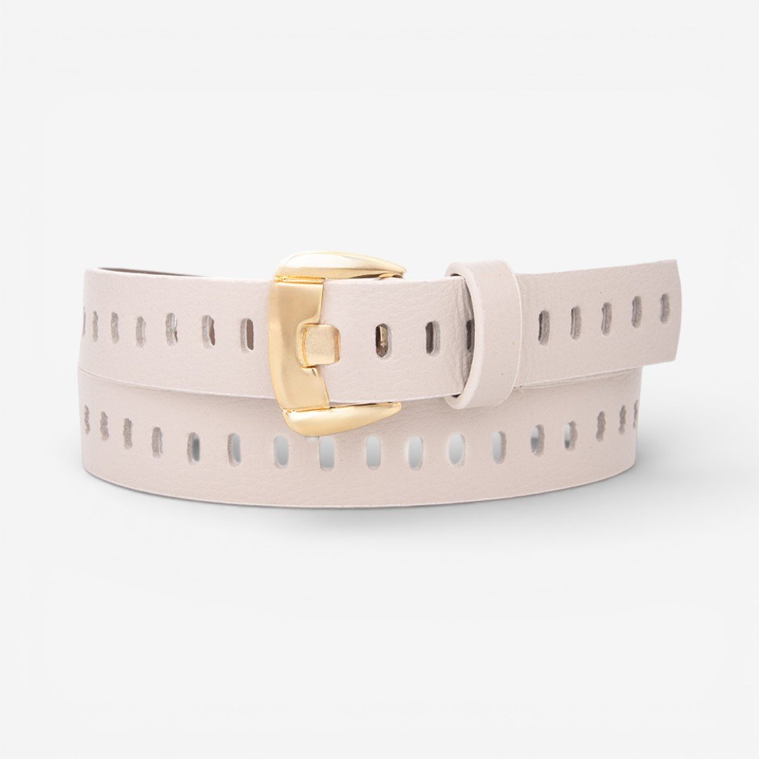 Cinto Feminino Plus Size Em Couro Off White