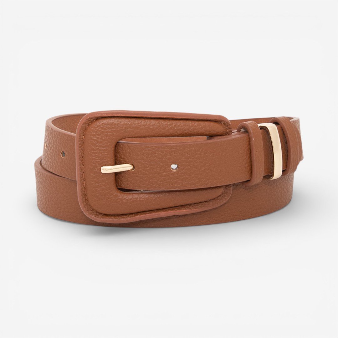 Cinto Feminino Fivela Encapada Caramelo Marrom 2