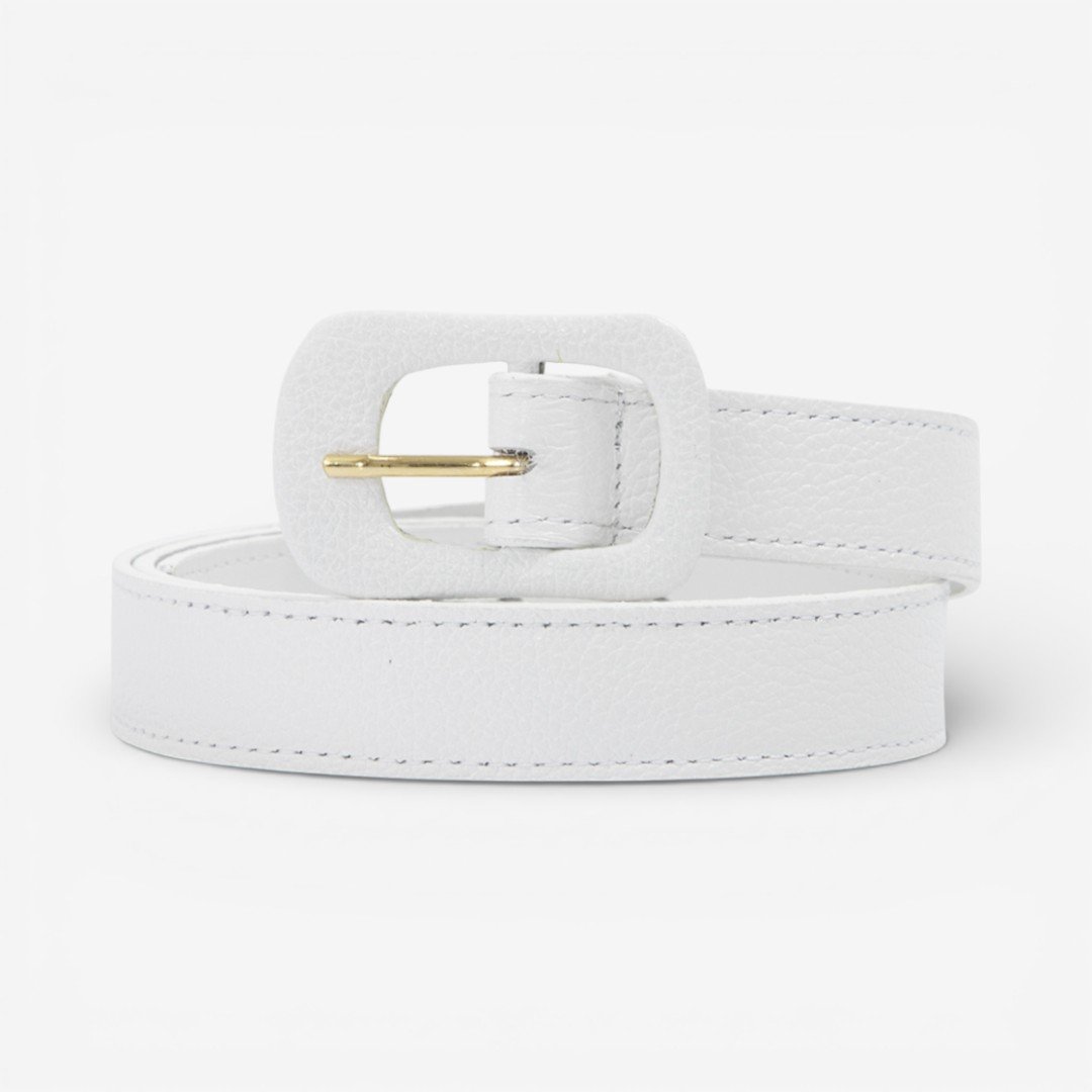 Cinto Feminino Plus Size Em Couro Branco Branco 2