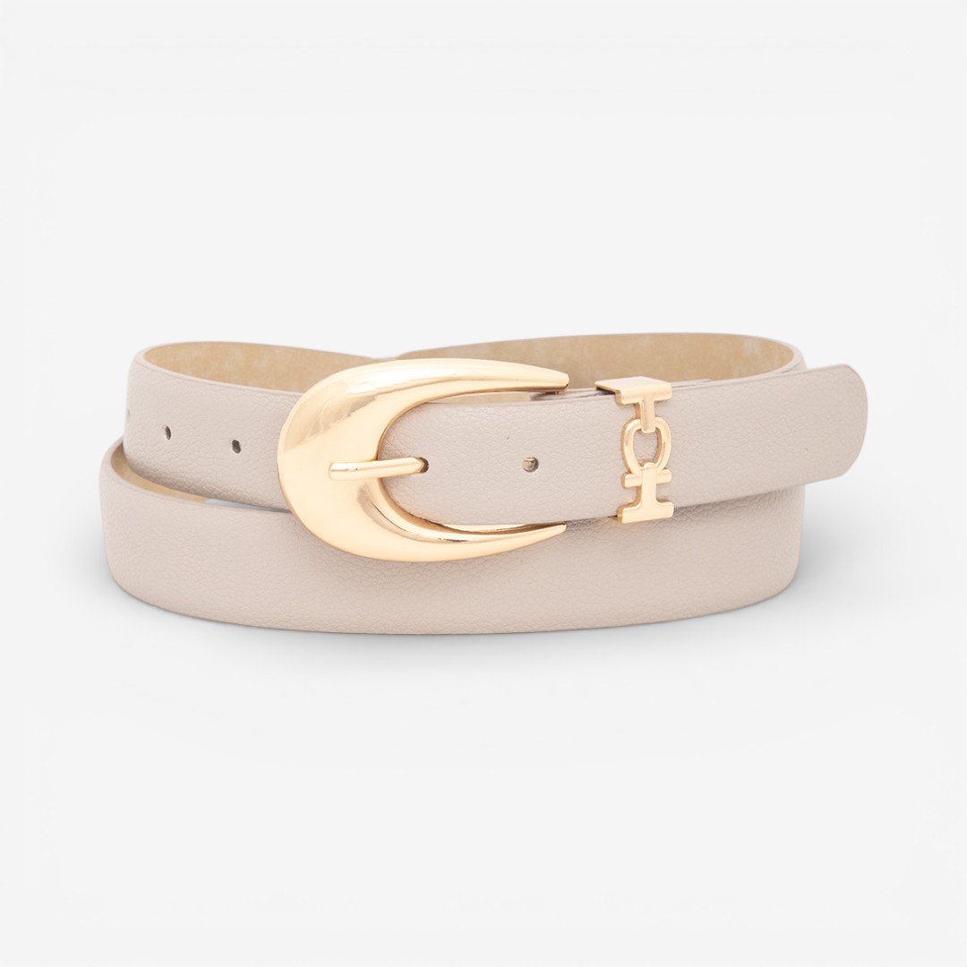 Cinto Feminino Fivela Metal Off White Bege 2