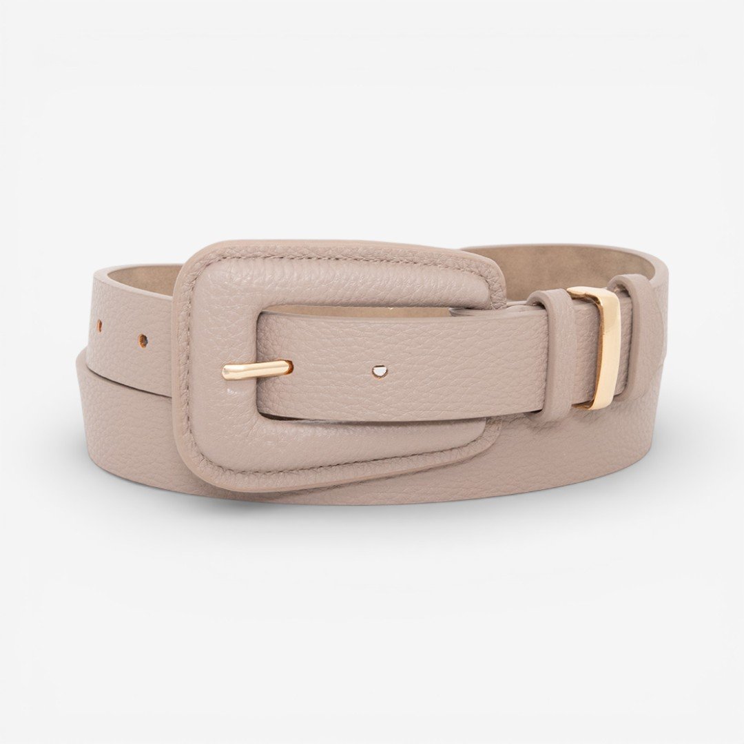 Cinto Feminino Fivela Encapada Cinza Taupe 2