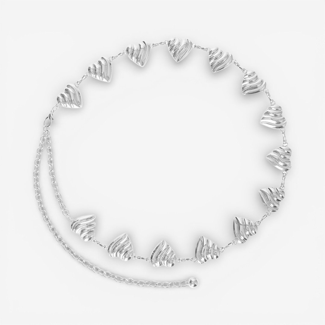 Cinto Feminino Corrente Coração Prata Prata 2