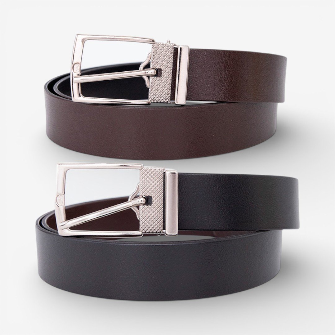 Cinto Masculino Dupla Face Fivela Giratória Preto 6