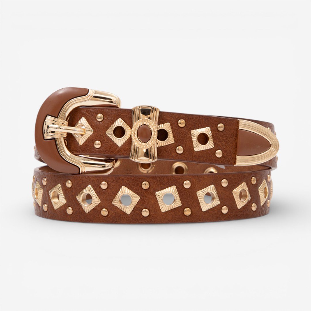 Cinto Feminino Com Ilhós Caramelo Marrom 2