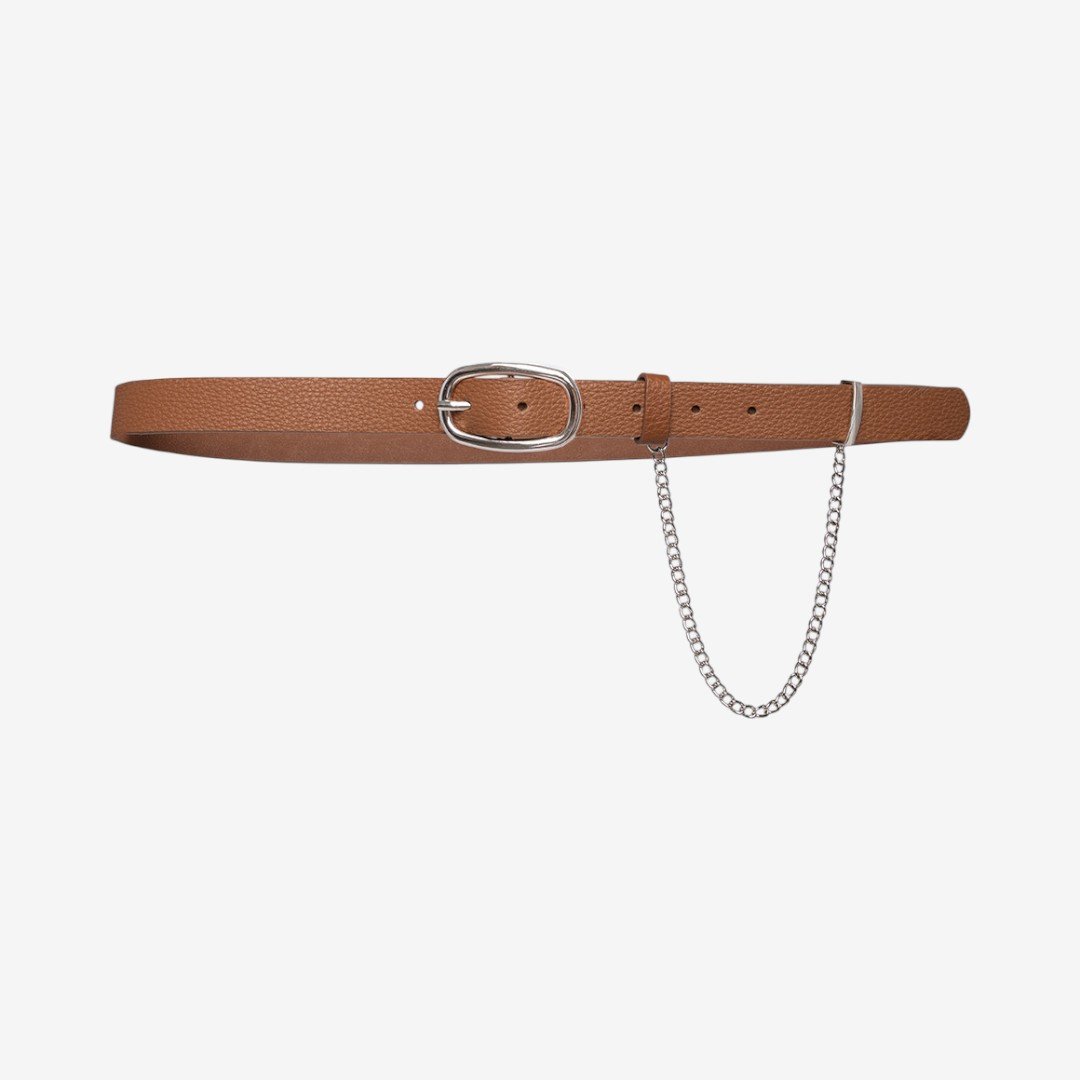 Cinto Feminino Com Corrente Caramelo Marrom 2