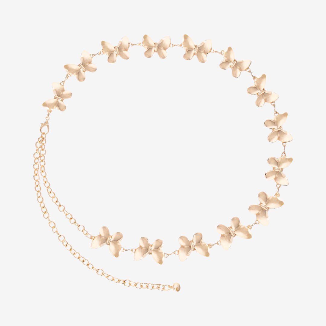 Cinto Feminino Corrente Borboleta Dourado